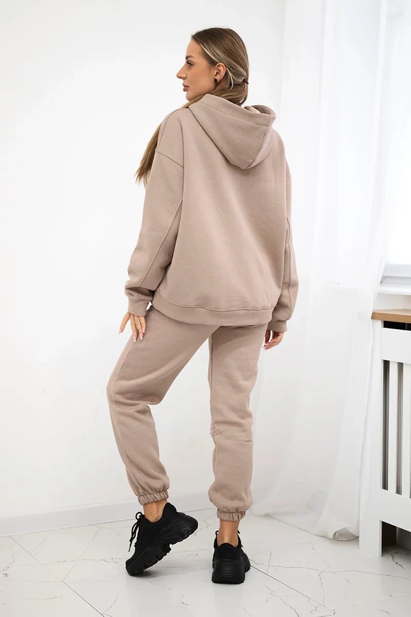 Cotton set, sweatshirt + pants Brooklyn 9617 / – Dark || beige цвет / color | Lexline Fashion