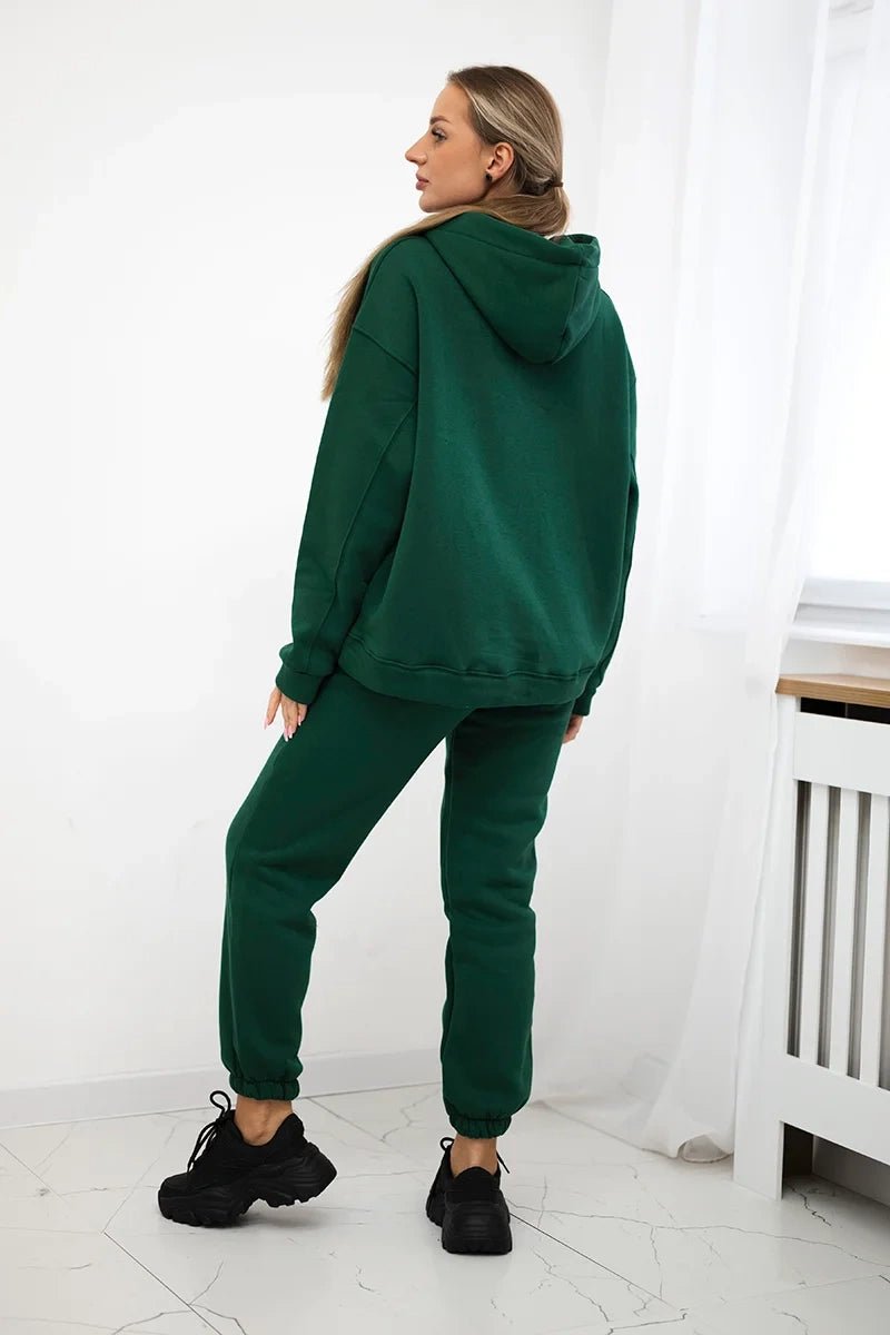 Cotton set, sweatshirt + pants Brooklyn 9617 / – Dark || green цвет / color | Lexline Fashion