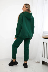 Cotton set, sweatshirt + pants Brooklyn 9617 / – Dark || green цвет / color | Lexline Fashion