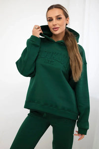 Cotton set, sweatshirt + pants Brooklyn 9617 / – Dark || green цвет / color | Lexline Fashion