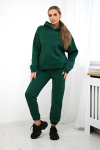 Cotton set, sweatshirt + pants Brooklyn 9617 / – Dark || green цвет / color | Lexline Fashion