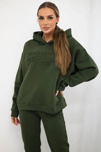 Cotton set, sweatshirt + pants Brooklyn 9617 / – Khaki цвет / color | Lexline Fashion