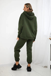 Cotton set, sweatshirt + pants Brooklyn 9617 / – Khaki цвет / color | Lexline Fashion
