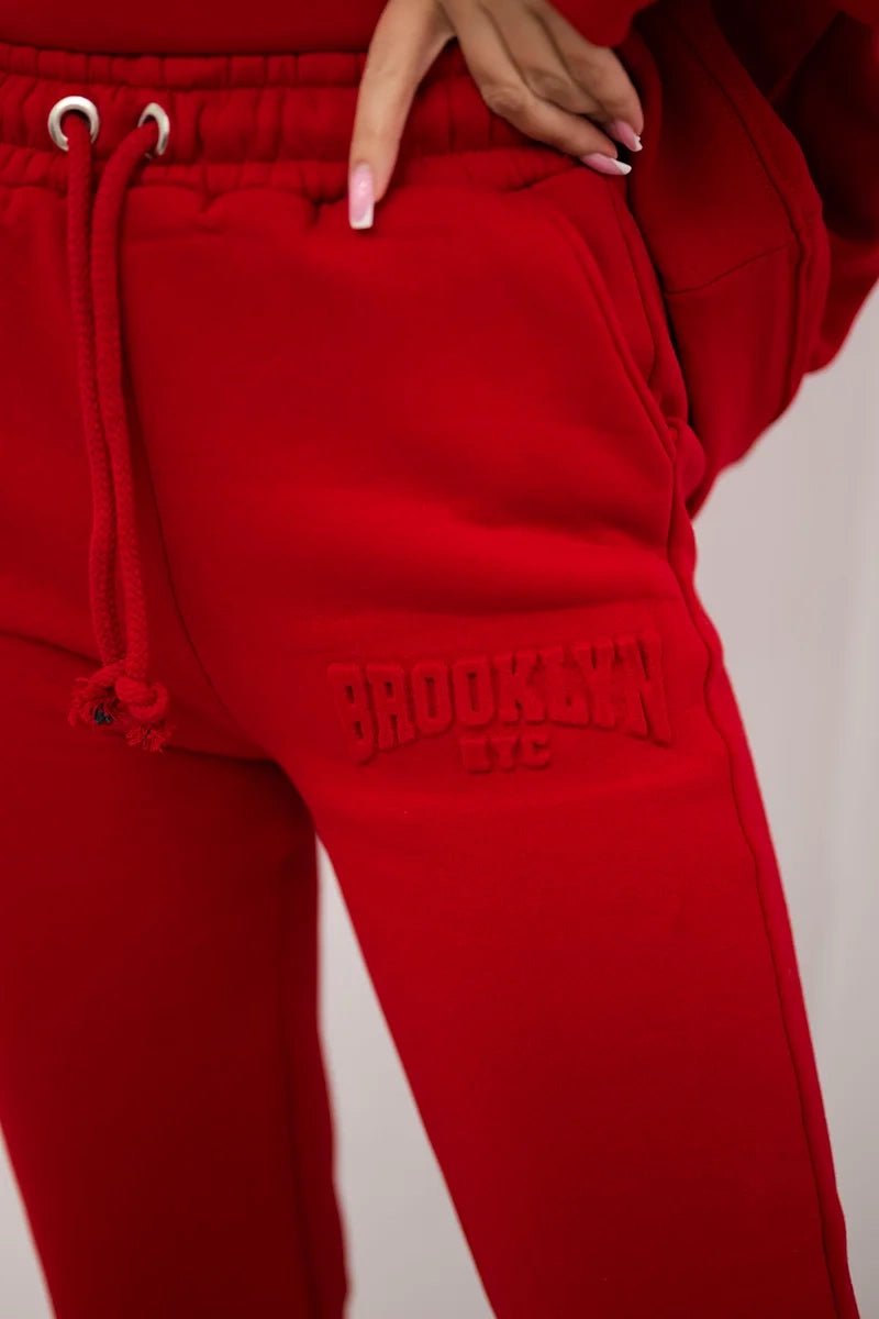 Cotton set, sweatshirt + pants Brooklyn 9617 / – Red цвет / color | Lexline Fashion