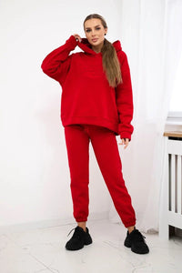 Cotton set, sweatshirt + pants Brooklyn 9617 / – Red цвет / color | Lexline Fashion