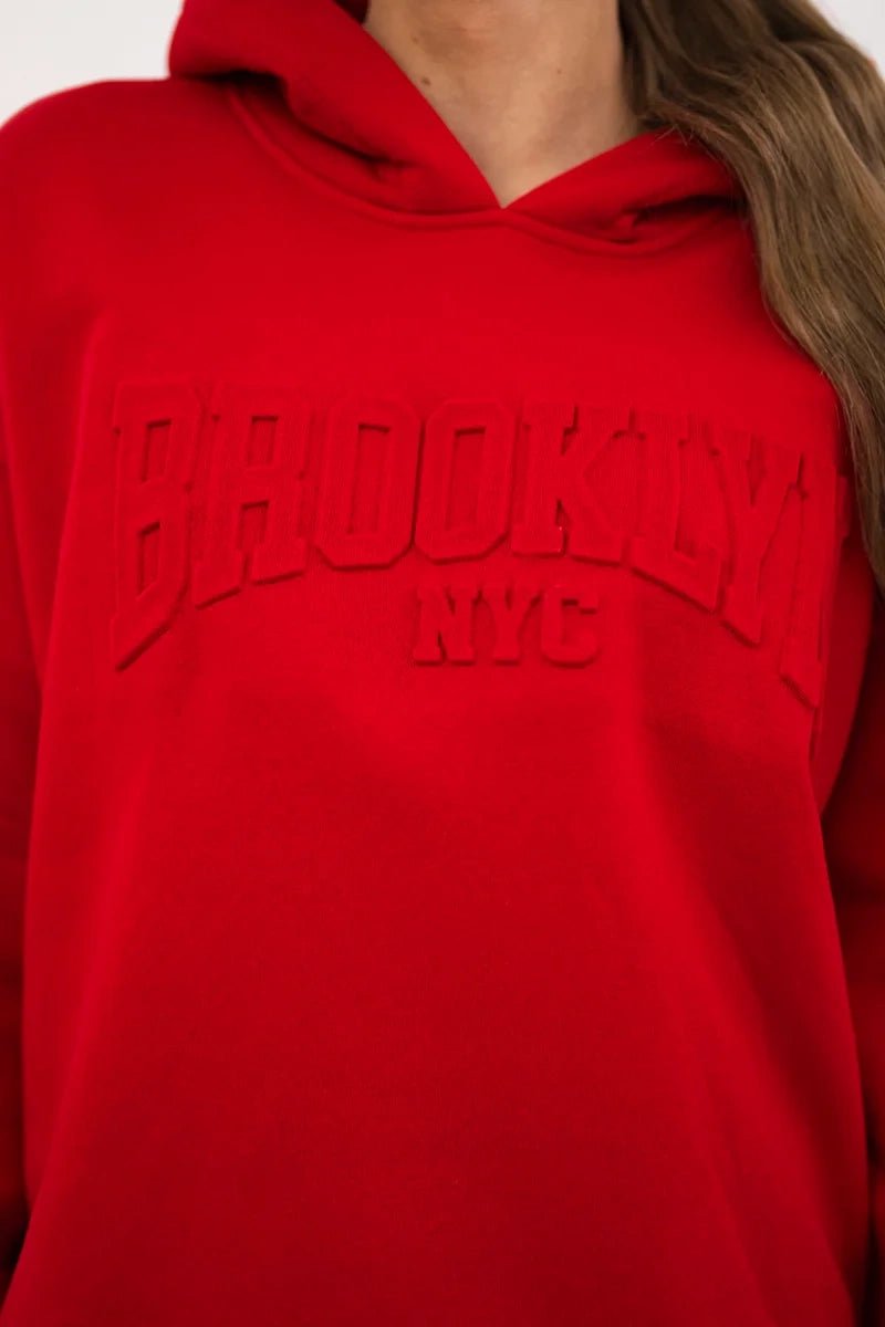 Cotton set, sweatshirt + pants Brooklyn 9617 / – Red цвет / color | Lexline Fashion