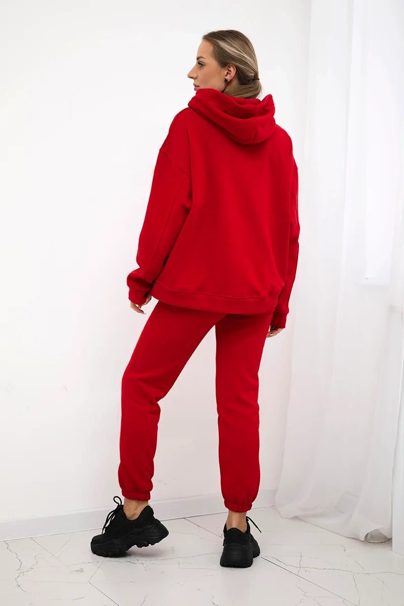 Cotton set, sweatshirt + pants Brooklyn 9617 / – Red цвет / color | Lexline Fashion