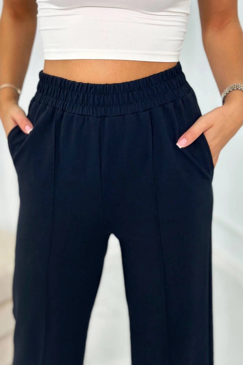 Cotton set Sweatshirt + Trousers 9590 / – Black цвет / color | Lexline Fashion