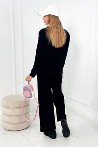 Cotton set Sweatshirt + Trousers 9590 / – Black цвет / color | Lexline Fashion