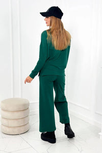 Cotton set Sweatshirt + Trousers 9590 / – Green цвет / color | Lexline Fashion