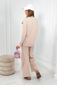 Cotton set Sweatshirt + Trousers 9590 / – Light || Beige цвет / color | Lexline Fashion