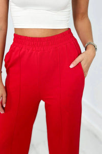 Cotton set Sweatshirt + Trousers 9590 / – Red цвет / color | Lexline Fashion