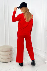 Cotton set Sweatshirt + Trousers 9590 / – Red цвет / color | Lexline Fashion
