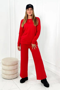 Cotton set Sweatshirt + Trousers 9590 / – Red цвет / color | Lexline Fashion