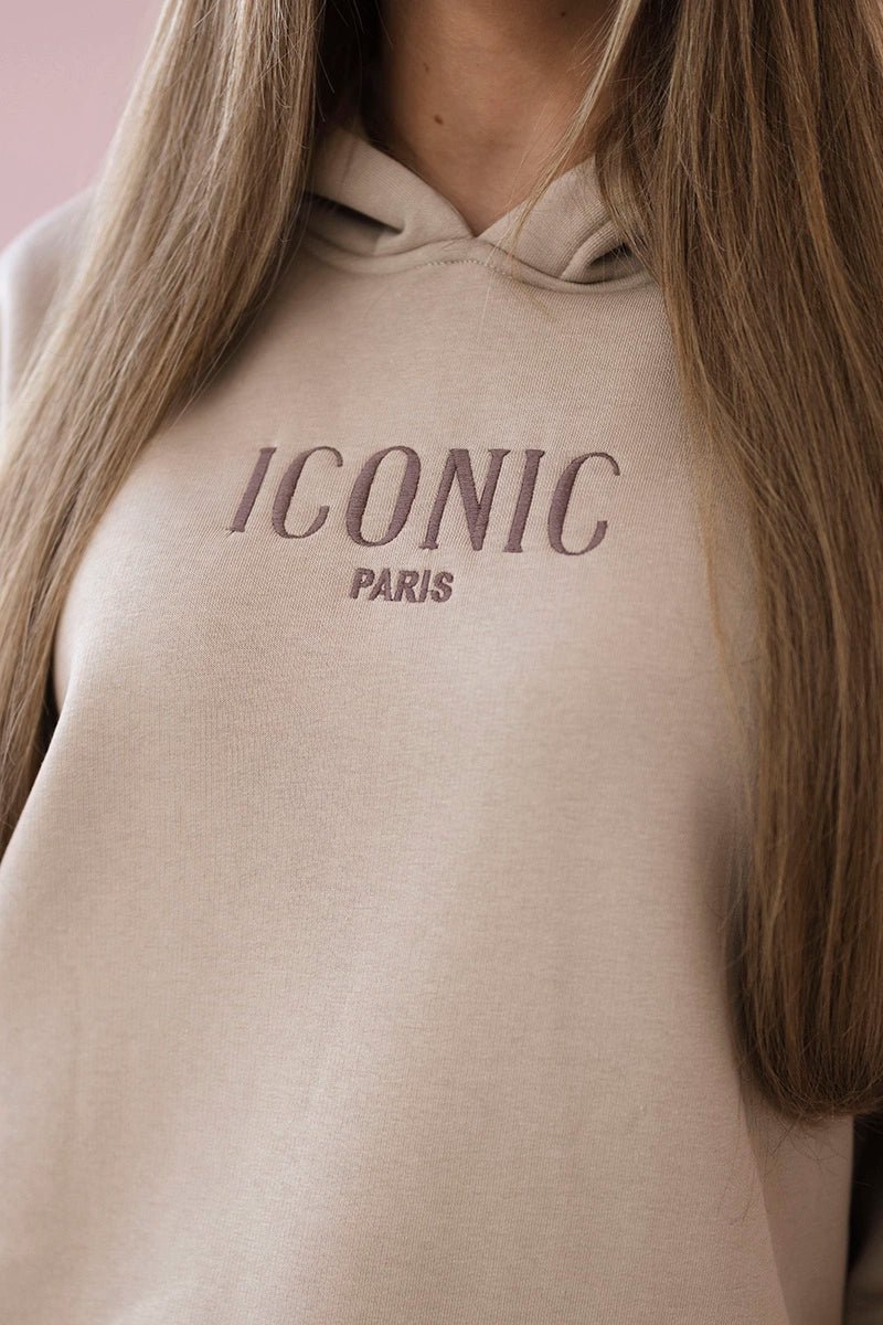 Cotton set, sweatshirt with embroidery + pants 9575 / – Beige цвет / color | Lexline Fashion