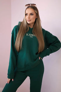 Cotton set, sweatshirt with embroidery + pants 9575 / – Brown цвет / color | Lexline Fashion