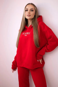 Cotton set, sweatshirt with embroidery + pants 9575 / – Mocca цвет / color | Lexline Fashion