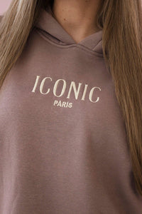 Cotton set, sweatshirt with embroidery + pants 9575 / – Mocca цвет / color | Lexline Fashion