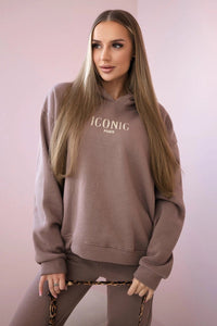 Cotton set, sweatshirt with embroidery + pants 9575 / – Mocca цвет / color | Lexline Fashion