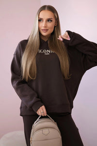 Cotton set, sweatshirt with embroidery + pants 9575 / – Red цвет / color | Lexline Fashion