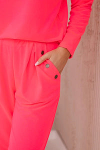 Cotton set with decorative buttons 9669 / – Neon pink цвет / color | Lexline Fashion