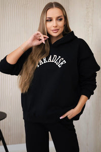 Cotton set with embroidered inscription Paradise 9600 / – Black цвет / color | Lexline Fashion