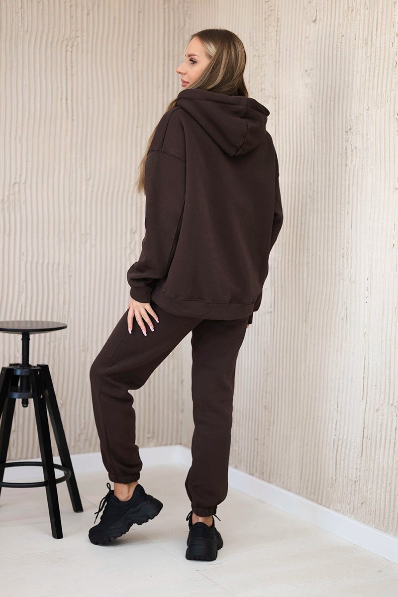 Cotton set with embroidered inscription Paradise 9600 / – Brown цвет / color | Lexline Fashion