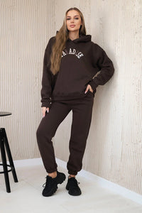 Cotton set with embroidered inscription Paradise 9600 / – Brown цвет / color | Lexline Fashion