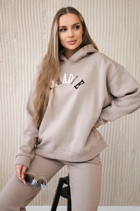 Cotton set with embroidered inscription Paradise 9600 / – Dark || beige цвет / color | Lexline Fashion
