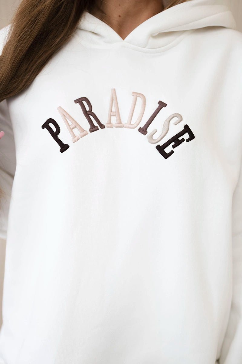 Cotton set with embroidered inscription Paradise 9600 / – Ecru цвет / color | Lexline Fashion