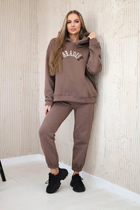Cotton set with embroidered inscription Paradise 9600 / – Mocca цвет / color | Lexline Fashion