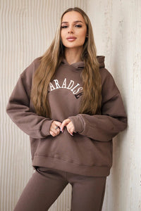 Cotton set with embroidered inscription Paradise 9600 / – Mocca цвет / color | Lexline Fashion