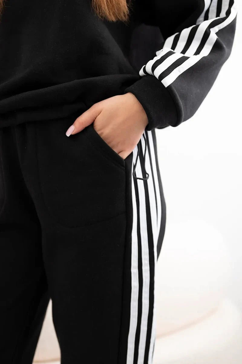 Cotton set with stripes 9802 / – Black цвет / color | Lexline Fashion