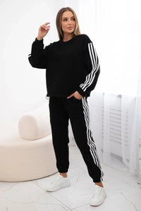 Cotton set with stripes 9802 / – Black цвет / color | Lexline Fashion