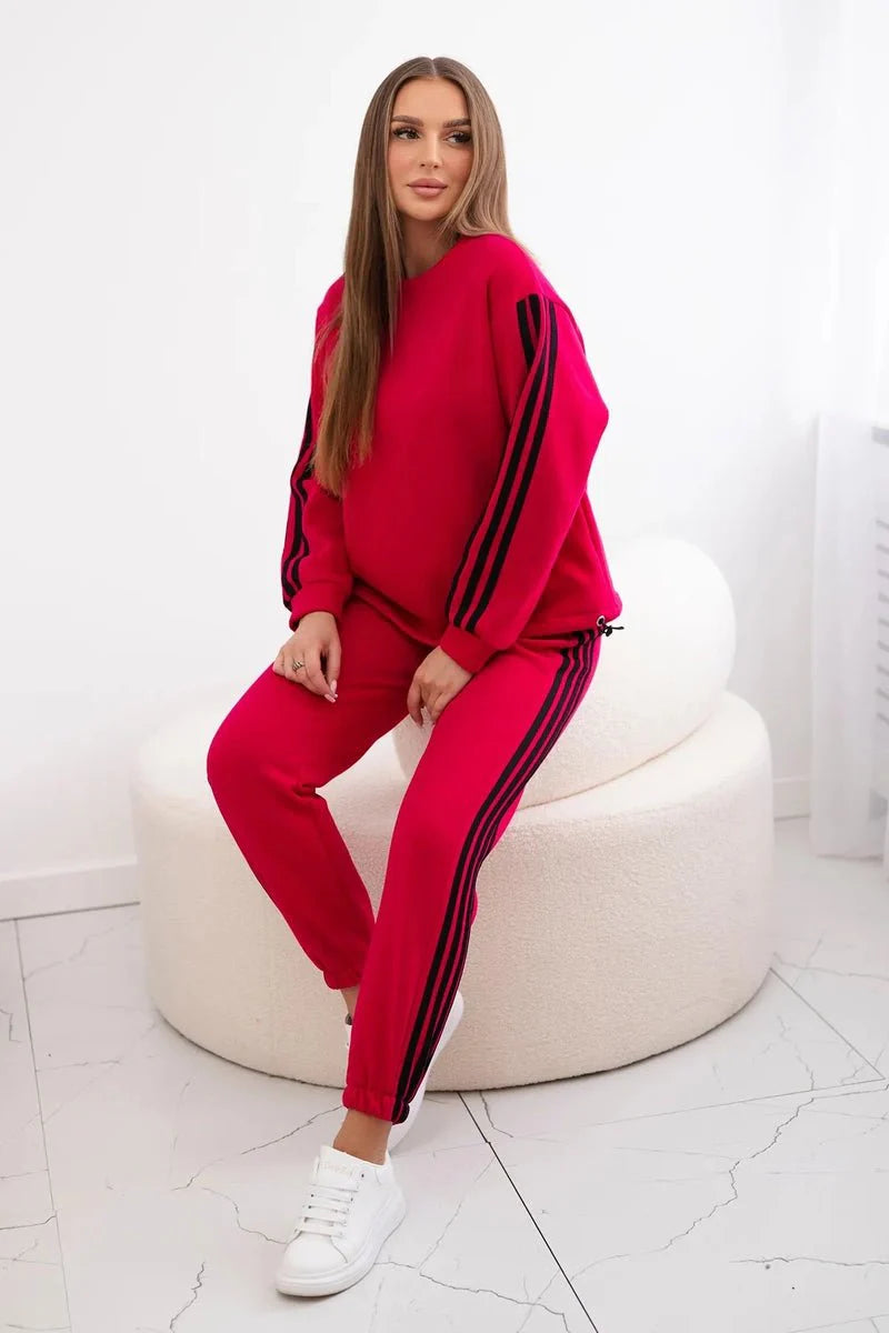 Cotton set with stripes 9802 / – Fuchsia цвет / color | Lexline Fashion
