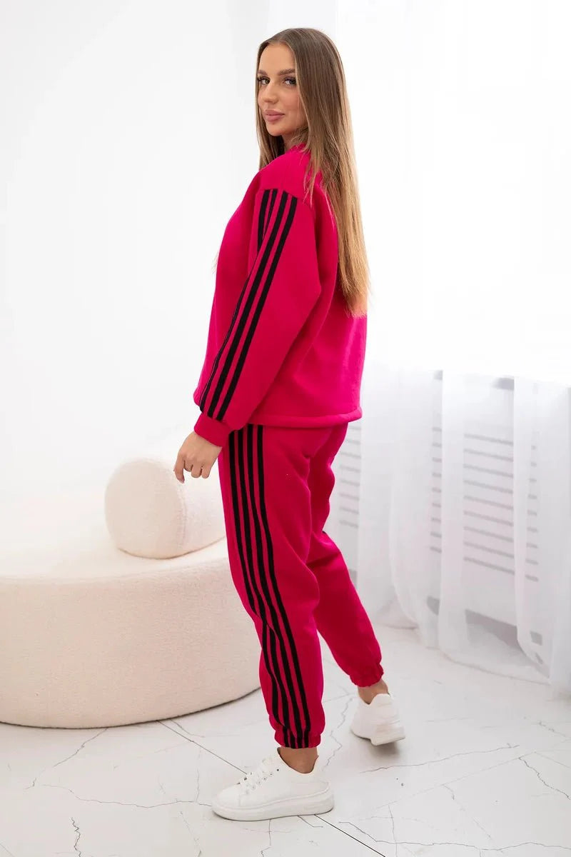 Cotton set with stripes 9802 / – Fuchsia цвет / color | Lexline Fashion