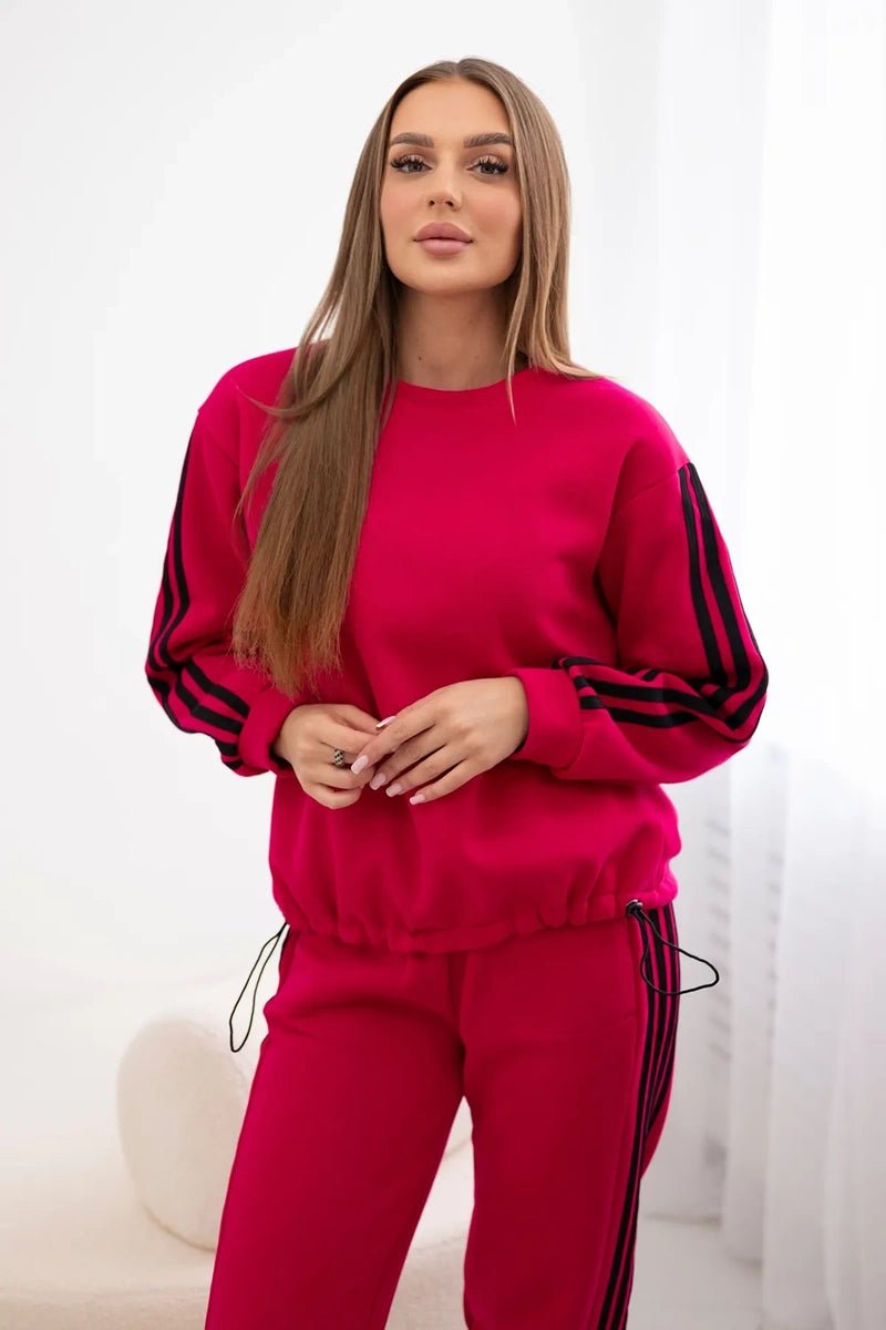 Cotton set with stripes 9802 / – Fuchsia цвет / color | Lexline Fashion