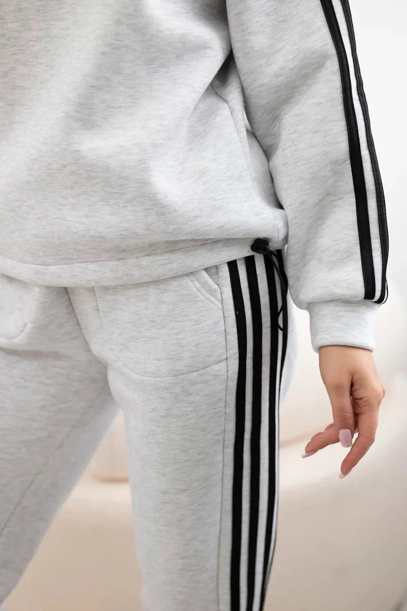 Cotton set with stripes 9802 / – Gray || Melange цвет / color | Lexline Fashion