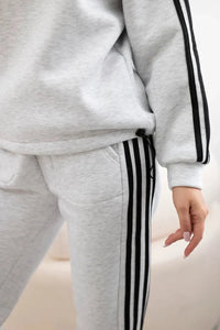 Cotton set with stripes 9802 / – Gray || Melange цвет / color | Lexline Fashion