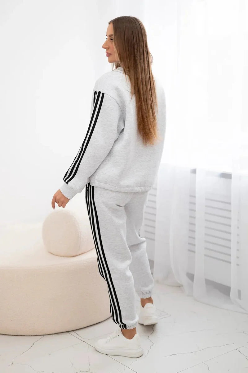 Cotton set with stripes 9802 / – Gray || Melange цвет / color | Lexline Fashion