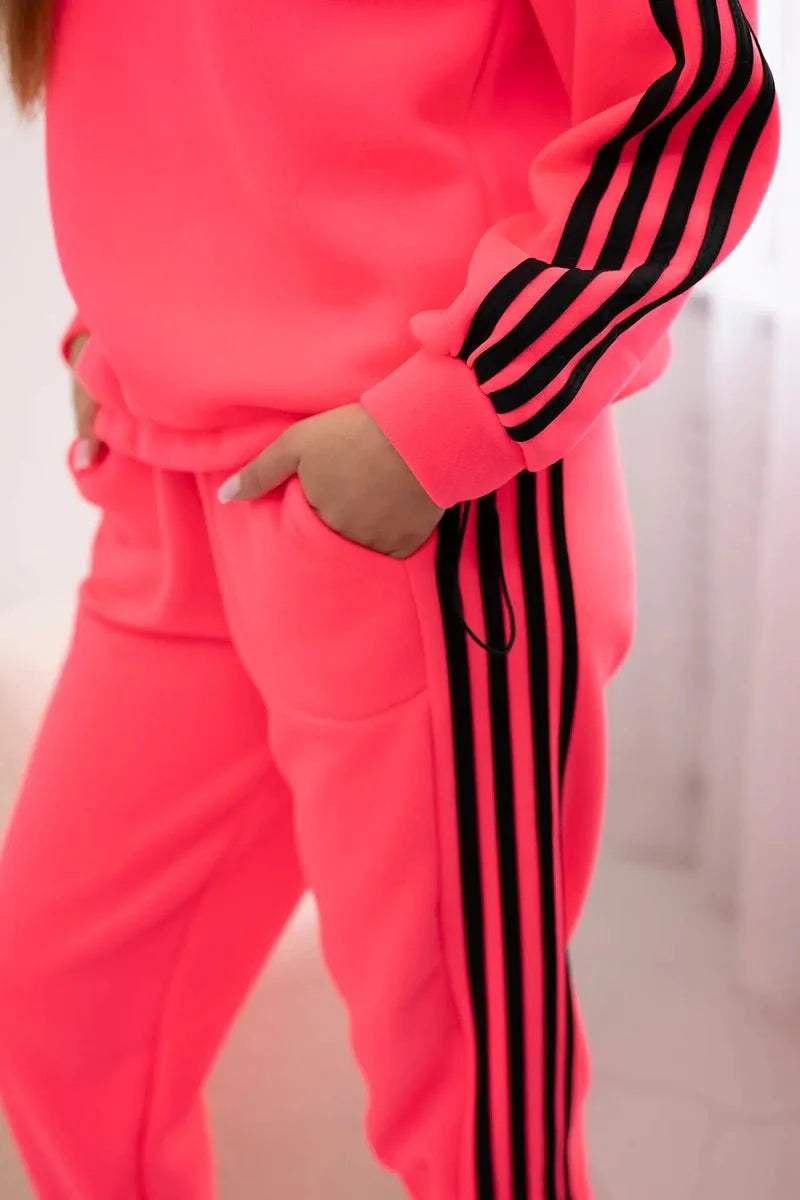 Cotton set with stripes 9802 / – Neon pink цвет / color | Lexline Fashion