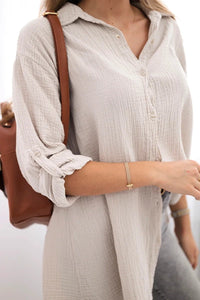 Cotton shirt 65622 / – Beige цвет / color | Lexline Fashion