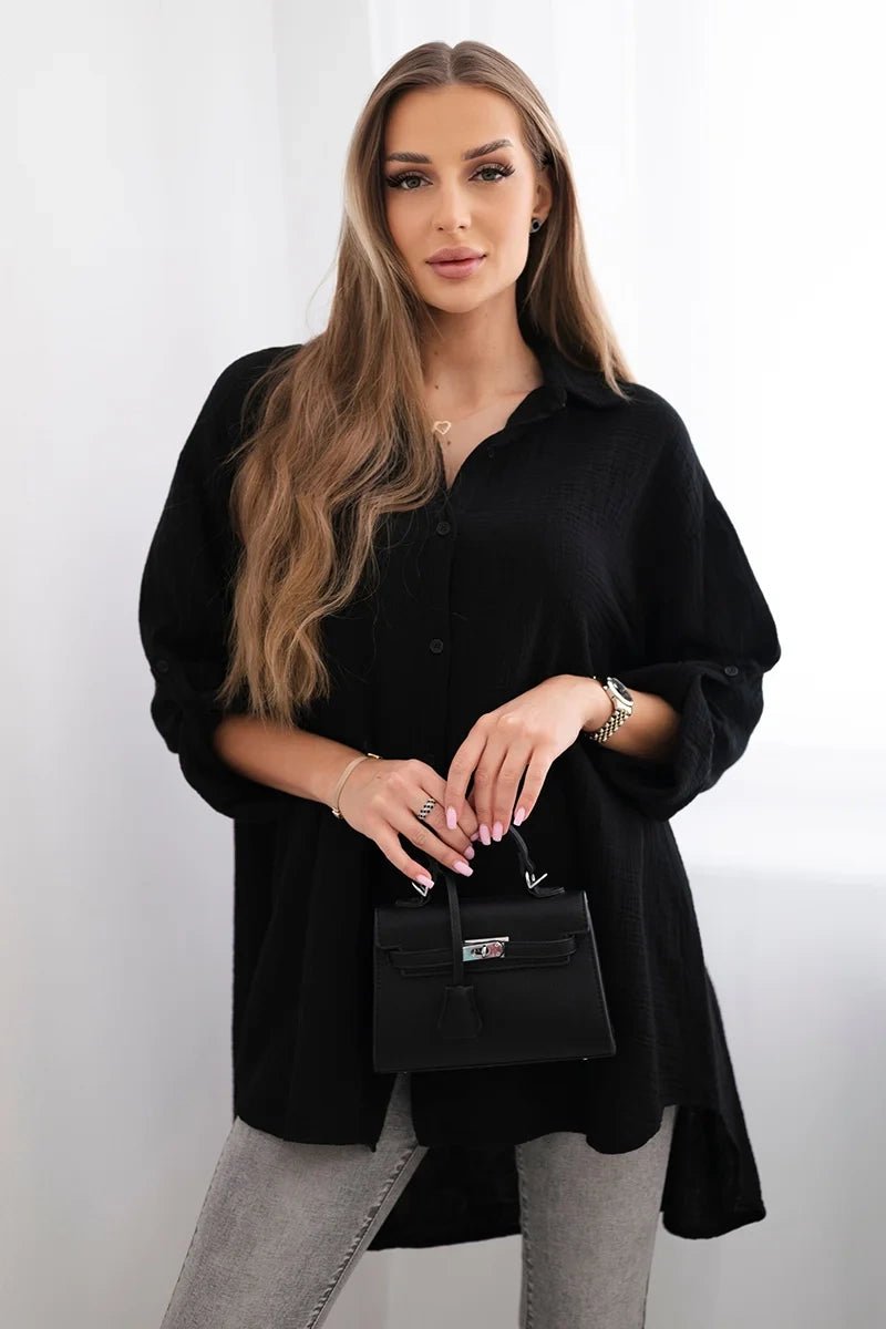 Cotton shirt 65622 / – Black цвет / color | Lexline Fashion