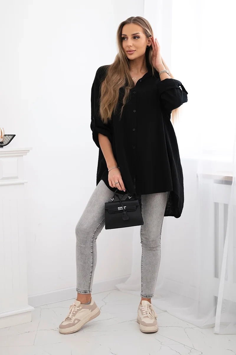 Cotton shirt 65622 / – Black цвет / color | Lexline Fashion