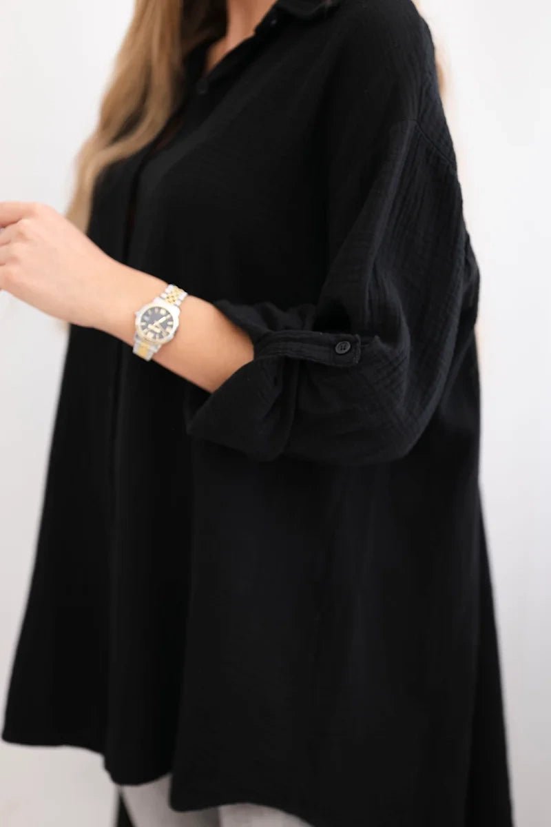 Cotton shirt 65622 / – Black цвет / color | Lexline Fashion