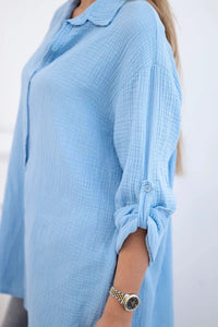 Cotton shirt 65622 / – Blue цвет / color | Lexline Fashion