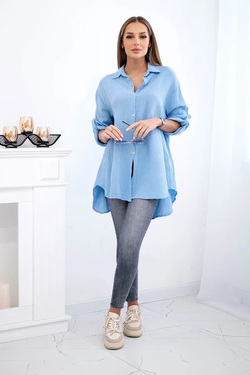 Cotton shirt 65622 / – Blue цвет / color | Lexline Fashion