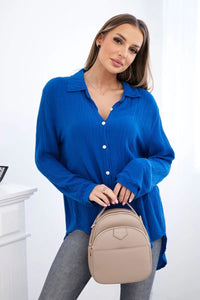 Cotton shirt 65622 / – Blue cornflower цвет / color | Lexline Fashion
