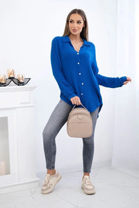 Cotton shirt 65622 / – Blue cornflower цвет / color | Lexline Fashion