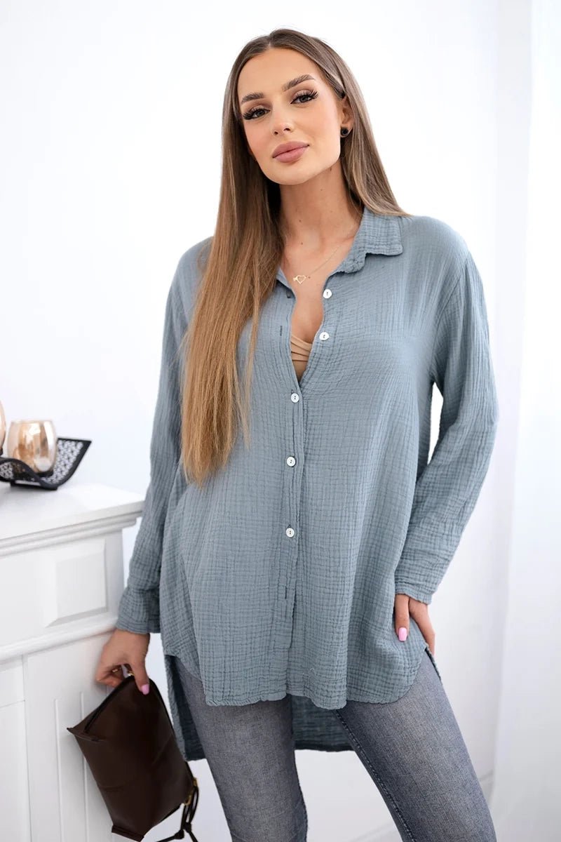 Cotton shirt 65622 / – Gray || Dark цвет / color | Lexline Fashion